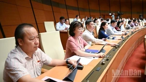 Đại biểu Quốc hội bấm nút thông qua Nghị quyết của Quốc hội về giảm thuế giá trị gia tăng. (Ảnh: DUY LINH)