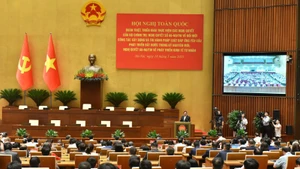 Hội nghị toàn quốc quán triệt, triển khai thực hiện Nghị quyết số 66-NQ/TW và Nghị quyết số 68-NQ/TW của Bộ Chính trị. (Ảnh: ĐĂNG KHOA-THÙY CHI)
