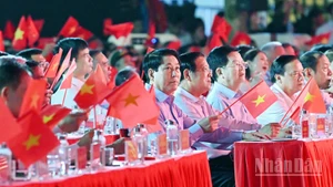 Chủ tịch nước Lương Cường dự chương trình tại điểm cầu Hà Nội.