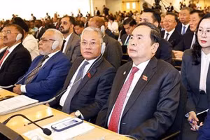 Chủ tịch Quốc hội Trần Thanh Mẫn dự lễ khai mạc Hội nghị các Chủ tịch Quốc hội Thế giới lần thứ 6. (Ảnh: TTXVN)