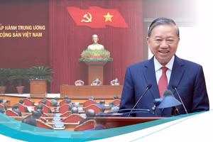 Tổng Bí thư Tô Lâm phát biểu tại cuộc gặp mặt thành viên các Tiểu ban chuẩn bị Đại hội XIV của Đảng và Ban Chỉ đạo tổng kết 40 năm đổi mới. (Ảnh ĐĂNG KHOA)