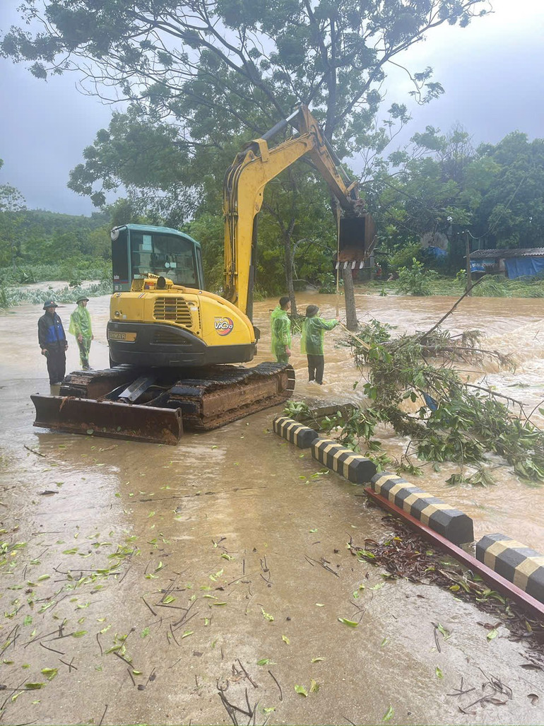 Ban Chỉ huy quân sự xã Yên Bài cùng các lực lượng chức năng ứng phó với bão số 10. 77517.jpg