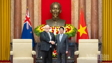 Chủ tịch nước Lương Cường và Chủ tịch Quốc hội New Zealand Gerry Brownlee.