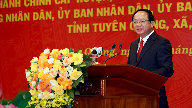Đồng chí Thượng tướng Trịnh Văn Quyết, Bí thư Trung ương Đảng, Chủ nhiệm Tổng cục Chính trị Quân đội nhân dân Việt Nam phát biểu tại lễ công bố. anh-3.jpg