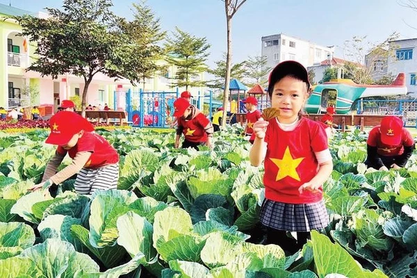 Khuôn viên thoáng, đẹp của Trường mầm non Yên Đồng, xã Tam Hồng.