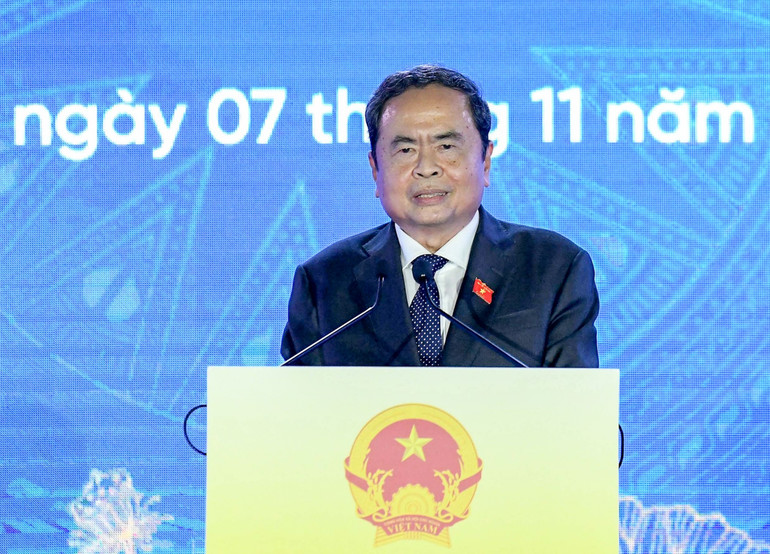 Nationalförsamlingens ordförande Tran Thanh Man talar vid ceremonin. (Foto: DUY LINH) img-0935.jpg