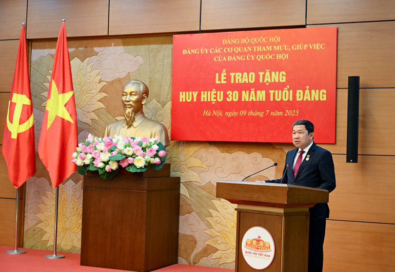 Đồng chí Vũ Hải Hà phát biểu tại buổi lễ. (Ảnh DUY LINH) bnd-1964.jpg