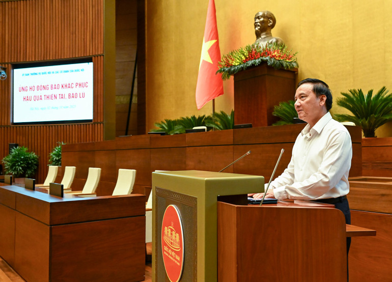 Phó Chủ tịch Quốc hội Nguyễn Khắc Định phát biểu tại lễ phát động. (Ảnh: DUY LINH) bnd-8373.jpg
