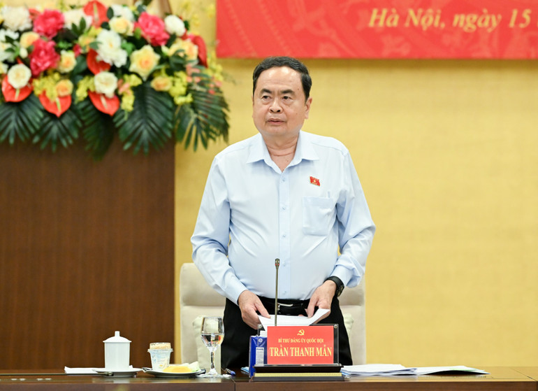 Bí thư Đảng ủy Quốc hội, Chủ tịch Quốc hội Trần Thanh Mẫn phát biểu tại hội nghị. (Ảnh: DUY LINH) bnd-2367.jpg