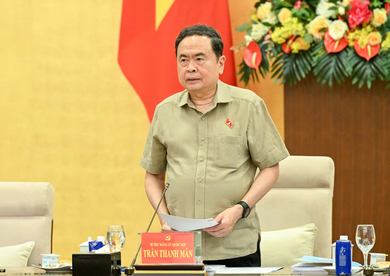 Bí thư Đảng ủy Quốc hội, Chủ tịch Quốc hội Trần Thanh Mẫn phát biểu khai mạc hội nghị. (Ảnh: DUY LINH) bnd-4545.jpg