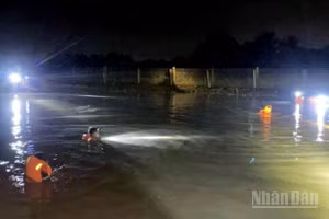 Lực lượng cảnh sát chữa cháy và cứu nạn, cứu hộ khu vực 6 triển khai công tác tìm kiếm, cứu nạn, cứu hộ trong đêm.