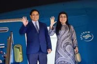 Thủ tướng Phạm Minh Chính và Phu nhân rời Hà Nội sang tham dự UNOC 3 tại Pháp và thăm chính thức Estonia, Thụy Điển. (Ảnh: TTXVN)