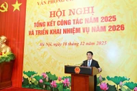 Chủ tịch nước Lương Cường phát biểu tại Hội nghị tổng kết công tác năm 2025 của Văn phòng Chủ tịch nước.