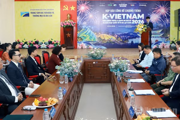 Quang cảnh họp báo công bố chương trình “K-Vietnam Wellness Festa & Expo in DaLat 2026”. (Ảnh: BẢO VĂN)