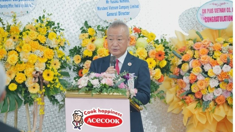 Ông Kaneda Hiroki, Tổng Giám đốc Acecook Việt Nam phát biểu tại Lễ động thổ.