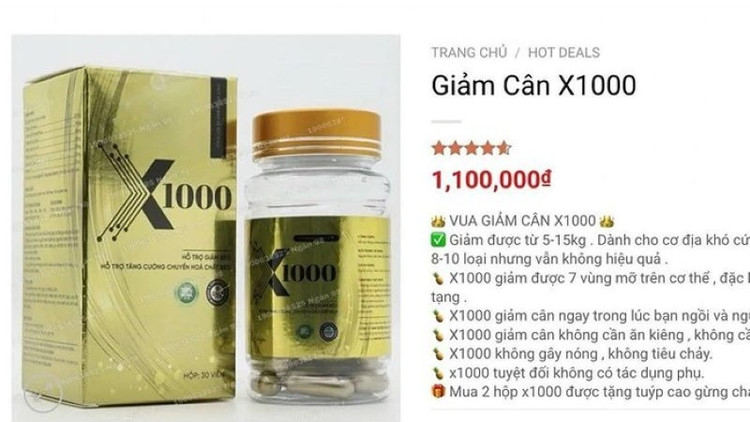 Một trong số các sản phẩm giảm cân được DJ Ngân 98 quảng cáo. (Ảnh chụp màn hình)