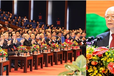 Tổng Bí thư, Chủ tịch nước Nguyễn Phú Trọng đọc diễn văn tại buổi lễ. Ảnh: ĐĂNG KHOA