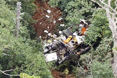 Hiện trường vụ rơi máy bay lên thẳng ở tỉnh Gun-ma, Nhật Bản. Ảnh IC