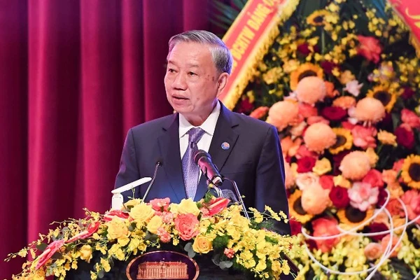 Tổng Bí thư Tô Lâm và phát biểu tại buổi lễ. (Ảnh: Bộ Ngoại giao)