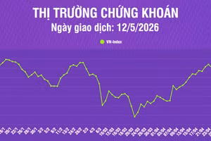 [Infographic] Chứng khoán ngày 12/5: VN-Index tăng 5,60 điểm, thanh khoản thị trường giảm