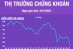 [Infographic] Chứng khoán ngày 23/3: Áp lực bán mạnh trên hầu hết thị trường, VN-Index giảm mạnh 56,64 điểm