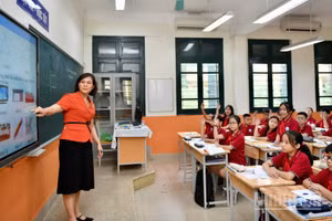 Giờ học của học sinh Trường trung học cơ sở Minh Khai (Bạch Mai, Hà Nội). (Ảnh: THẾ ĐẠI)