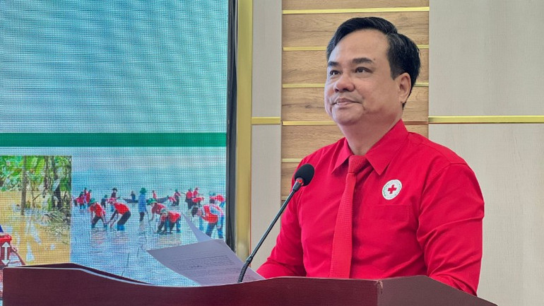 Phó Chủ tịch Trung ương Hội Chữ thập đỏ Việt Nam Vũ Thanh Lưu phát biểu khai mạc hội nghị. z6874665167731-3fdd6232b1114c51f7036576e05eba89-9390.jpg