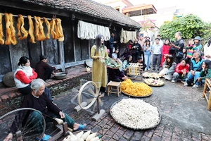 Trong năm 2025 đã có hàng nghìn lượt du khách đến với làng dệt đũi Nam Cao.