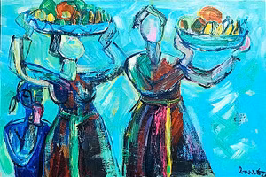 “Vào chùa”, Acrylic, 120x80cm.