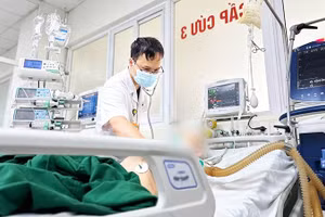Một ca cấp cứu bệnh nhân sốc nhiệt tại Bệnh viện Lão khoa Trung ương. 