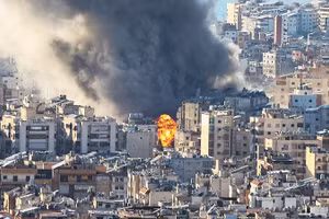 Một mục tiêu của Hezbollah tại Beirut bị Israel tấn công. Ảnh: ABC NEWS