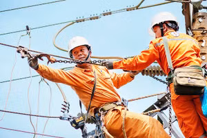 EVNSPC tăng cường kiểm tra định kỳ đường dây bảo đảm cung ứng điện trong mùa khô. Ảnh: TTXVN