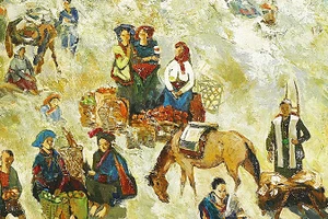 "Chợ phiên trên núi", tranh Đỗ Đức.