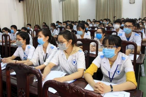 Một tiết học của sinh viên Trường đại học Y Thái Bình. 