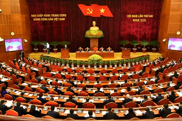 Toàn cảnh phiên khai mạc Hội nghị lần thứ hai Ban Chấp hành T.Ư Đảng Cộng sản Việt Nam khóa XIII.