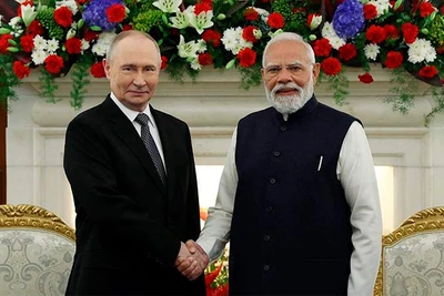 Tổng thống Nga Vladimir Putin và Thủ tướng Ấn Độ Narendra Modi. (Ảnh: SPUTNIK)