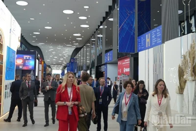 Chủ đề chính của SPIEF 2025 là “Các giá trị chung - cơ sở cho sự tăng trưởng trong thế giới đa cực”. (Ảnh: XUÂN HƯNG)