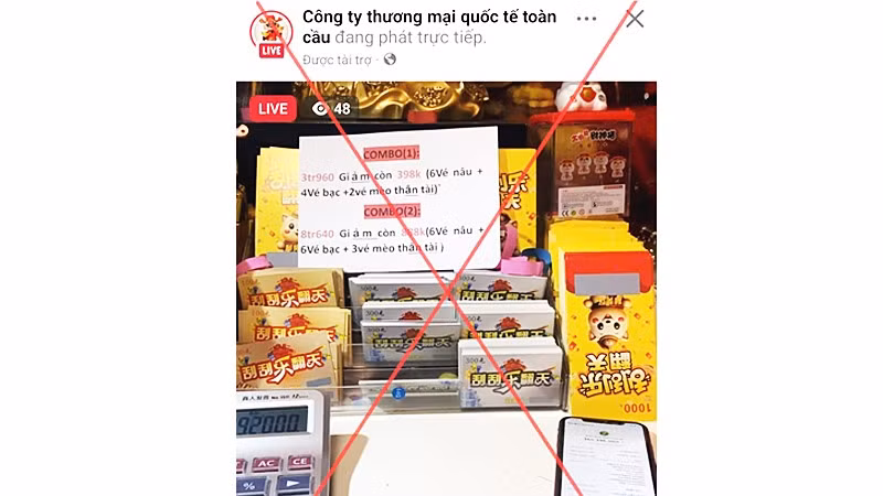 Fanpage livestream thu hút người tham gia mua thẻ cào trúng thưởng.