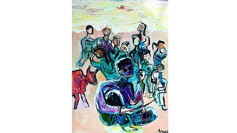 “Xẩm chợ”, Acrylic, 60x80cm. 142.jpg