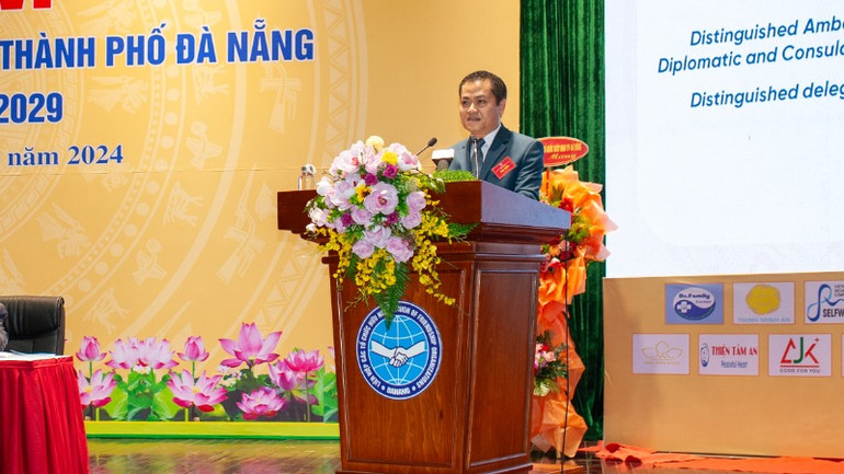 Chủ tịch Liên hiệp Các tổ chức hữu nghị thành phố Đà Nẵng Nguyễn Ngọc Bình phát biểu. Chủ tịch Liên hiệp Các tổ chức hữu nghị thành phố Đà Nẵng Nguyễn Ngọc Bình phát biểu.