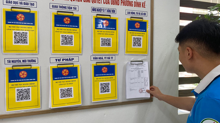 Danh mục thủ tục hành chính được niêm yết tại bộ phận một cửa cho người dân tiện theo dõi.