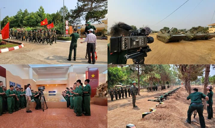 Hình ảnh hậu trường của phim tài liệu "Vững bước dưới cờ Đảng".