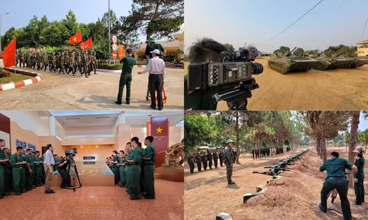 Hình ảnh hậu trường của phim tài liệu "Vững bước dưới cờ Đảng".