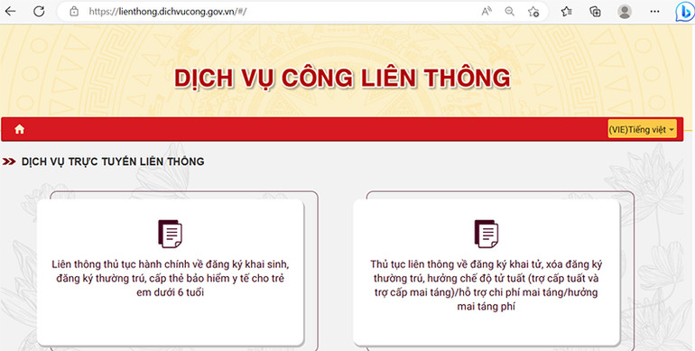 2 nhóm dịch vụ công liên thông trên Cổng Dịch vụ công quốc gia.