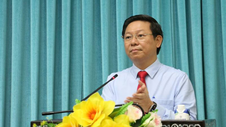 Phó Bí thư Thường trực Tỉnh ủy Bến Tre Trần Thanh Lâm phát biểu tại lễ ký kết. (Ảnh: HOÀNG TRUNG) Phó Bí thư Thường trực Tỉnh ủy Bến Tre Trần Thanh Lâm phát biểu tại lễ ký kết. (Ảnh: HOÀNG TRUNG)