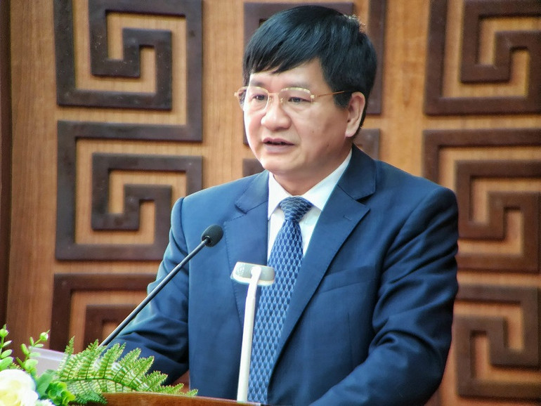 Đồng chí Lê Thành Đô, Chủ tịch Ủy ban nhân dân tỉnh Điện Biên phát biểu chỉ đạo tại hội nghị.