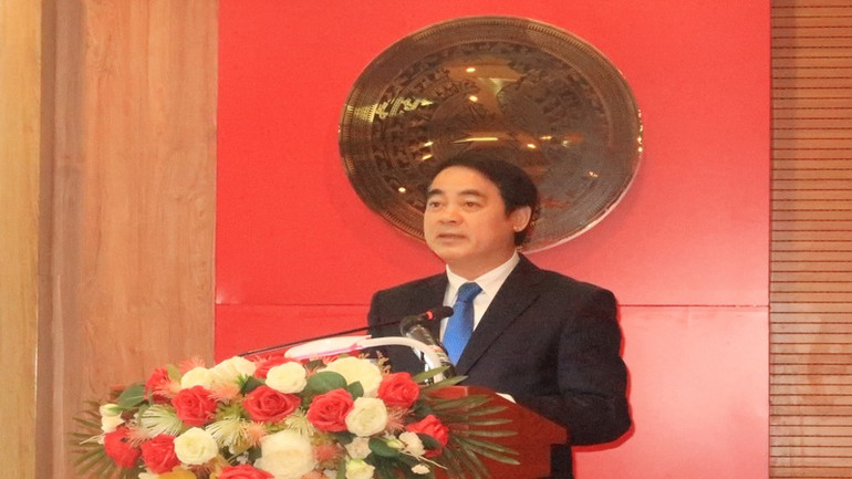 Đồng chí Nghiêm Xuân Thành, tân Bí thư Tỉnh ủy Khánh Hòa phát biểu nhận nhiệm vụ. (Ảnh: PHONG NGUYÊN)