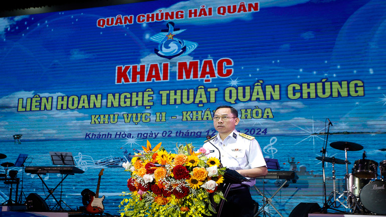 Đại tá Hồ Thanh Hoàn phát biểu khai mạc. (Ảnh: CTV HQ) Đại tá Hồ Thanh Hoàn phát biểu khai mạc. (Ảnh: CTV HQ)