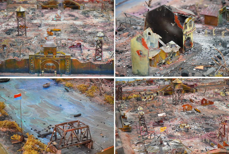 Sa bàn bối cảnh Thành cổ Quảng Trị được dựng trên tỷ lệ 1:72.