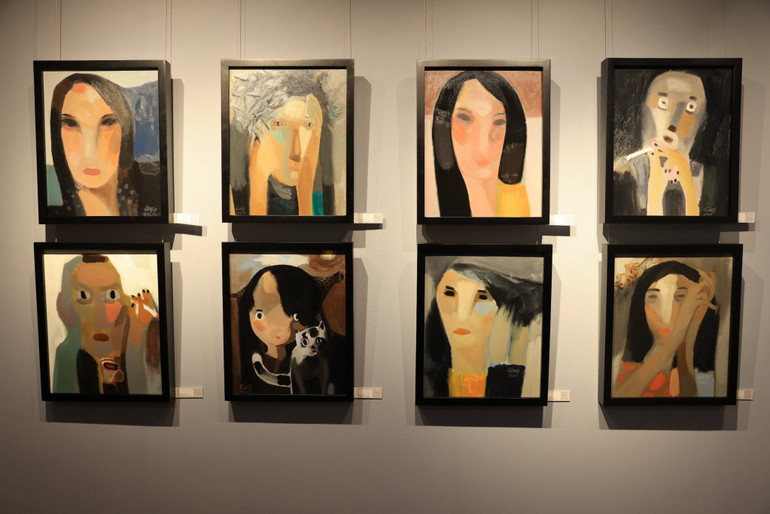 Các tác phẩm tranh chân dung của họa sĩ Nguyễn Ngọc Cương.